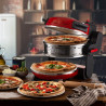Двойна фурна за пица Ariete PIZZERIA 0927/00, 2300W, 32 см, 2 термостата до 400C, 5 нива, 2 каменни плочи, Незалепващо покритие, Червен