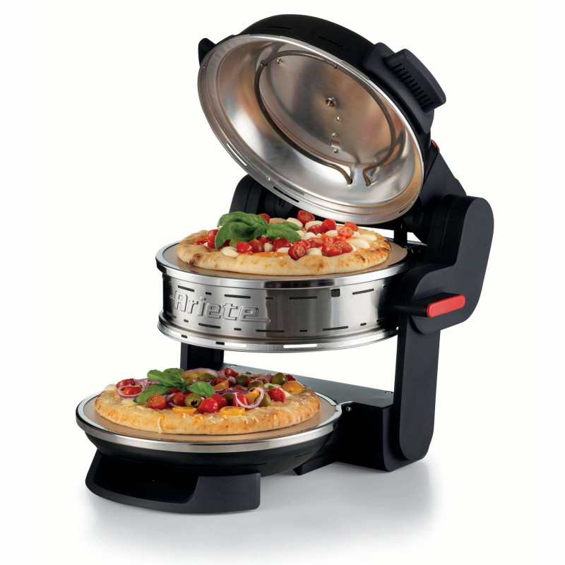 Двойна фурна за пица Ariete PIZZERIA 0927/01, 2300W, 32 см, 2 термостата до 400C, 5 нива, 2 каменни плочи, Незалепващо покритие, Черен