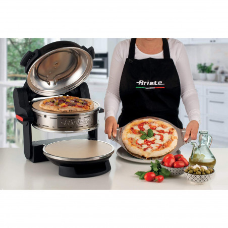 Двойна фурна за пица Ariete PIZZERIA 0927/01, 2300W, 32 см, 2 термостата до 400C, 5 нива, 2 каменни плочи, Незалепващо покритие, Черен