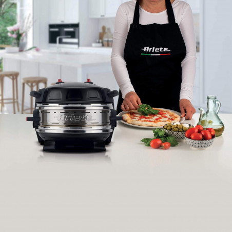 Двойна фурна за пица Ariete PIZZERIA 0927/01, 2300W, 32 см, 2 термостата до 400C, 5 нива, 2 каменни плочи, Незалепващо покритие, Черен