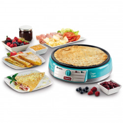 Уред за палачинки Ariete PARTY TIME 0202/01, 1000W, Незалепващо покритие, Лесно почистване, Индикатор за готовност, Тюркоаз