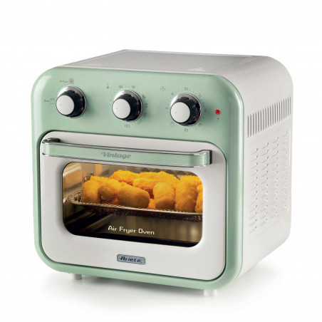 Фритюрник-фурна с горещ въздух Ariete VINTAGE 4632/04, 1400W, 16 л, До 230C, Таймер 60 мин, Въртяща се кошница, Бял/Зелен