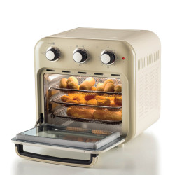 Фритюрник-фурна с горещ въздух Ariete VINTAGE 4632/03, 1400W, 16 л, До 230C, Таймер 60 мин, Въртяща се кошница, Бял/Бежов