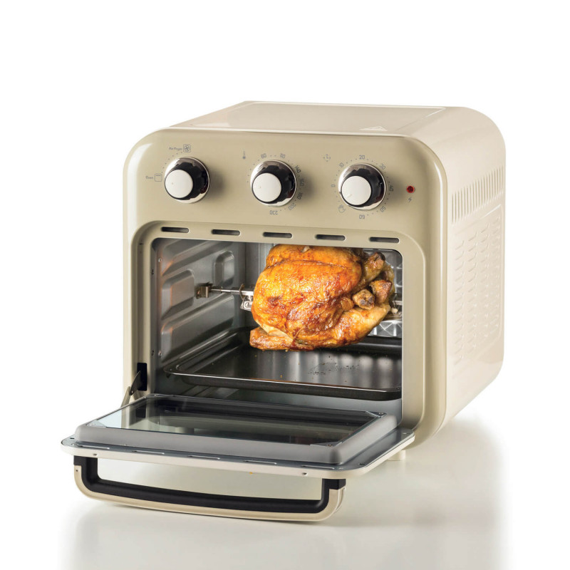 Фритюрник-фурна с горещ въздух Ariete VINTAGE 4632/03, 1400W, 16 л, До 230C, Таймер 60 мин, Въртяща се кошница, Бял/Бежов