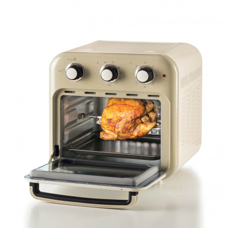 Фритюрник-фурна с горещ въздух Ariete VINTAGE 4632/03, 1400W, 16 л, До 230C, Таймер 60 мин, Въртяща се кошница, Бял/Бежов