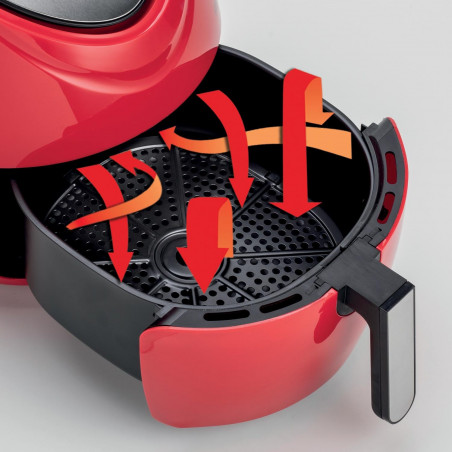 Фритюрник с горещ въздух Ariete AIRY FRYER XXL 4618/01, 1800W,  5.5 л, 7 програми, Таймер, LCD сензорен дисплей, Червен