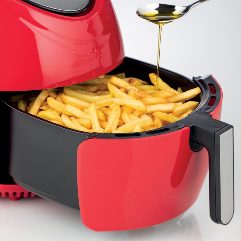 Фритюрник с горещ въздух Ariete AIRY FRYER XXL 4618/01, 1800W,  5.5 л, 7 програми, Таймер, LCD сензорен дисплей, Червен