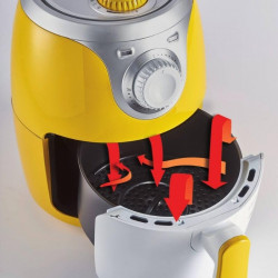 Фритюрник с горещ въздух Ariete AIRY FRYER MINI 4615/00, 1000W, 2 л, 80-200C, Неплъзгащи се крачета, Таймер, Жълт