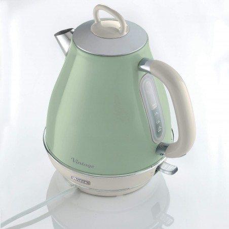 Електрическа кана VINTAGE 2869/04, 2000W, 1.7 л, Подвижен филтър, Прозорец за водата, 360C безжична основа, Зелен