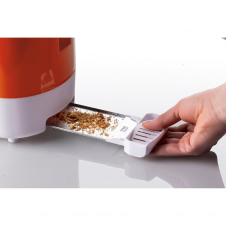 Тостер за хляб Ariete TOASTIME 0159/00, 700W, 2 филии, 3 функции, 9 степени, Подвижна тава за трохи, Оранжев