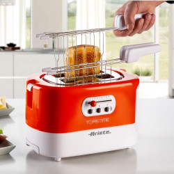 Тостер за хляб Ariete TOASTIME 0159/00, 700W, 2 филии, 3 функции, 9 степени, Подвижна тава за трохи, Оранжев