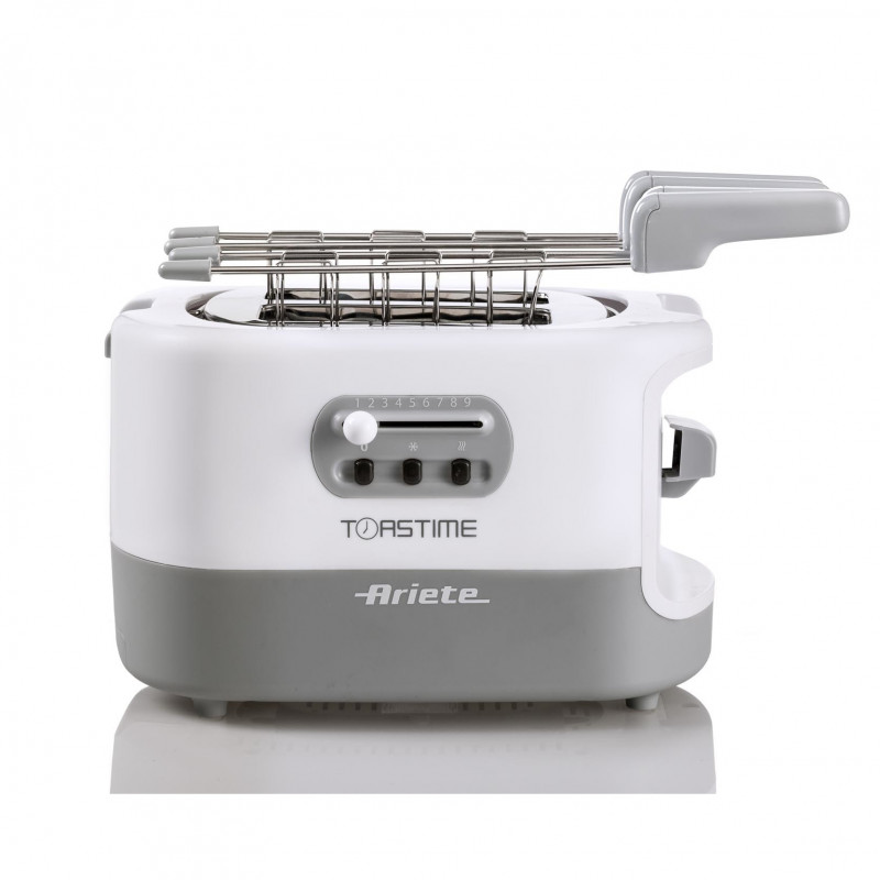 Тостер за хляб Ariete TOASTIME 0159/01, 700W, 2 филии, 3 функции, 9 степени, Подвижна тава за трохи, Бял