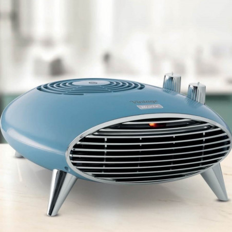 Вентилаторна печка Ariete Vintage 2.0 8211/05, 2000W, 2 скорости, Студен въздух, Термостат, Безшумна работа, Син