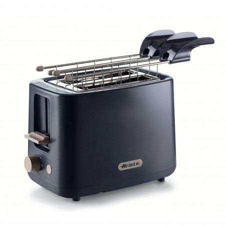 Тостер за хляб Ariete BREAKFAST 0157/03, 760W, 2 филии, Бутон стоп, 7 степени, Подвижна тава за трохи, Черен