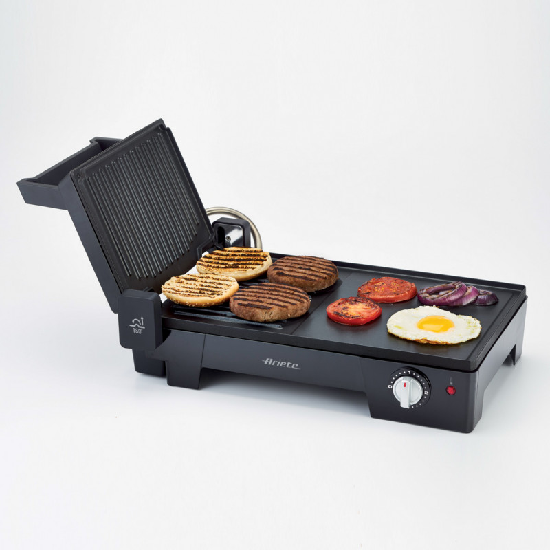 Електрическа скара 3в1 Ariete MULTI GRILL 1916/10, 2400 W, 60x25 см, Разтегателна повърхност, Термостат, Черен