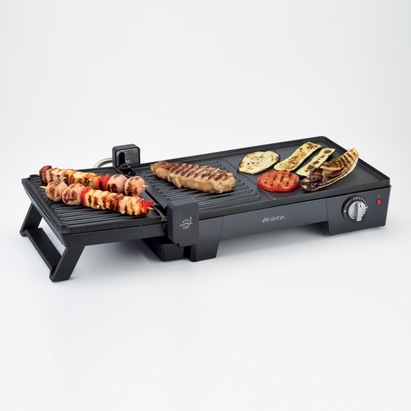 Електрическа скара 3в1 Ariete MULTI GRILL 1916/10, 2400 W, 60x25 см, Разтегателна повърхност, Термостат, Черен