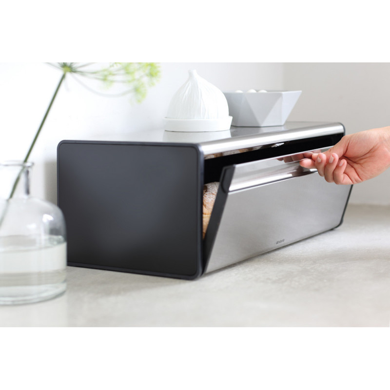 Кутия за хляб Brabantia Fall Front 646848, 18 л, 46.5х25 см, Стенен монтаж, Инокс