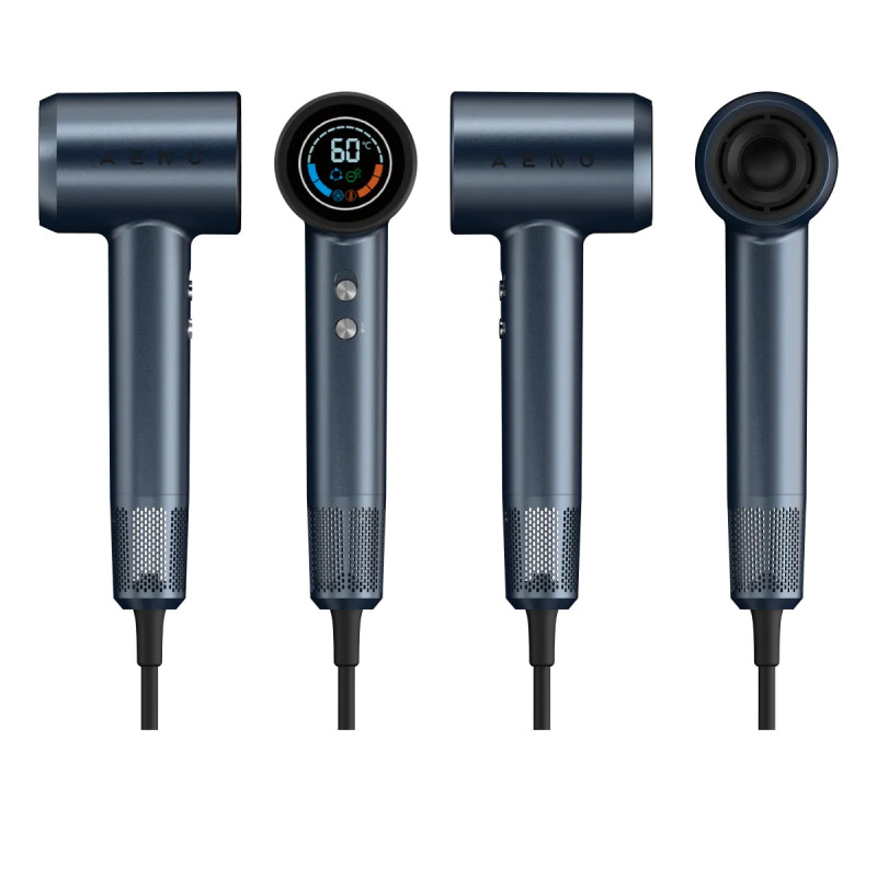 Сешоар AENO HD3 AHD0003, 1500W, Безчетков мотор, 3 скорости, 5 нива, 68 dB, LED дисплей, Син