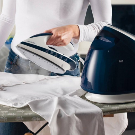 Парогенератор за гладене Ariete STEAM POWER PRO 5571/00, 2400W, 7 bar, 1.8 л, Керамична плоча, Обезмаслител, Енергоспестяваща функция, Бял/син