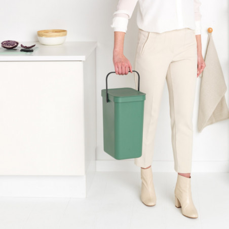 Кош за разделно събиране на боклук Brabantia Sort&Go 1003235, 16 л, Дръжка, Възможност за стенен монтаж, Тъмнозелен