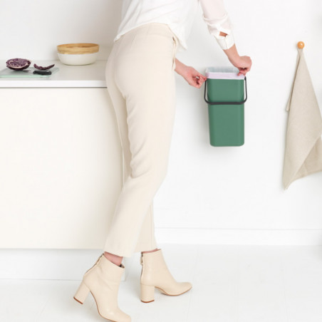 Кош за разделно събиране на боклук Brabantia Sort&Go 1003235, 16 л, Дръжка, Възможност за стенен монтаж, Тъмнозелен