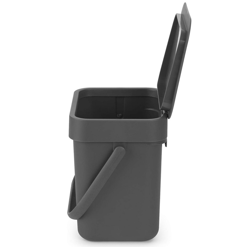 Кош за разделно събиране на боклук Brabantia Sort&Go 1003230, 3 л, Дръжка, Възможност за стенен монтаж, Тъмносив