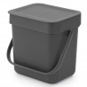 Кош за разделно събиране на боклук Brabantia Sort&Go 1003230, 3 л, Дръжка, Възможност за стенен монтаж, Тъмносив