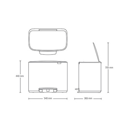 Кош за боклук Brabantia Bo Pedal 1000236, 36 л, Леко затваряне, Противоплъзгаща основа, Устойчив на пръстови отпечатъци, Черен