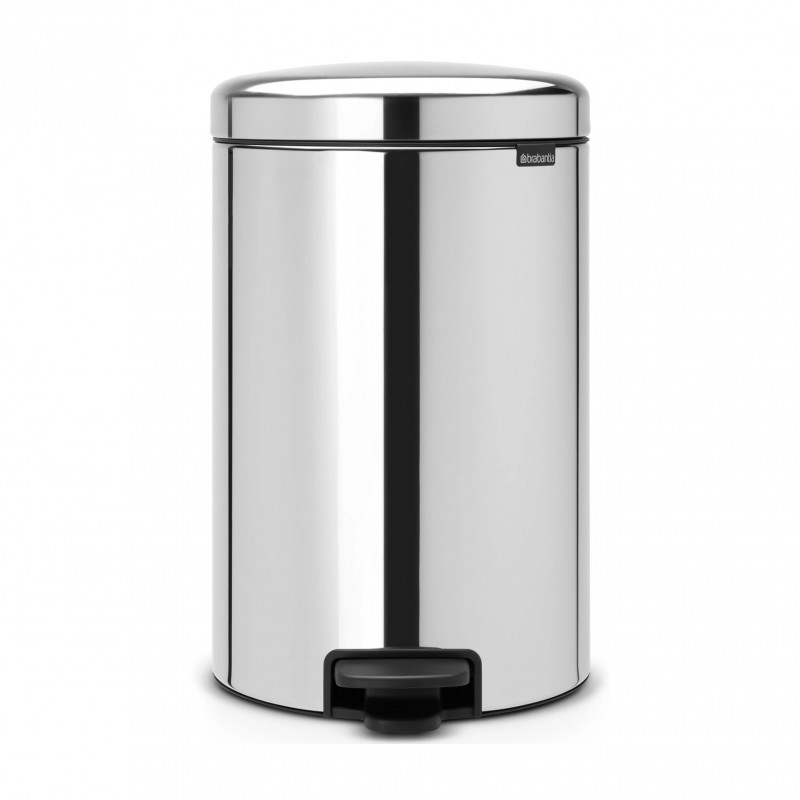 Кош за боклук с педал Brabantia NewIcon 649040, 20 л, Плавно затваряне, Противоплъзгаща основа, Инокс