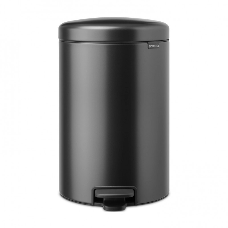 Кош за боклук с педал Brabantia NewIcon 1008846, 20 л, Плавно затваряне, Противоплъзгаща основа, Тъмносив