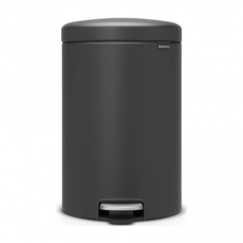 Кош за боклук с педал Brabantia NewIcon 649747, 20 л, Плавно затваряне, Противоплъзгаща основа, Минерално покритие, Тъмносив