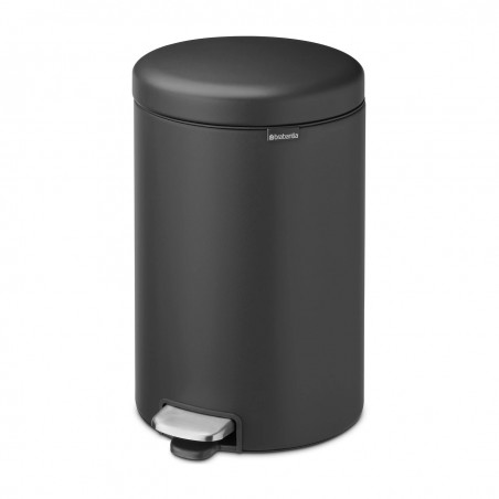 Кош за боклук с педал Brabantia NewIcon 649747, 20 л, Плавно затваряне, Противоплъзгаща основа, Минерално покритие, Тъмносив