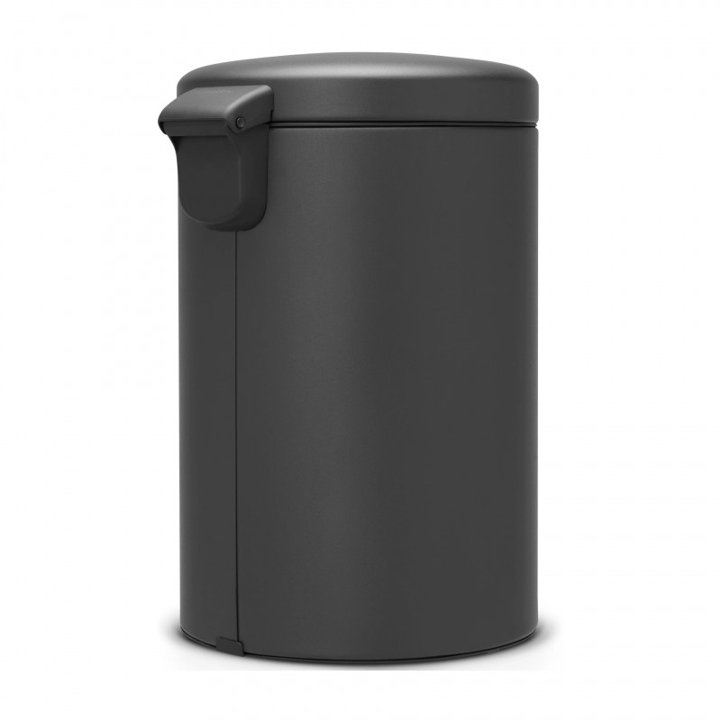 Кош за боклук с педал Brabantia NewIcon 649747, 20 л, Плавно затваряне, Противоплъзгаща основа, Минерално покритие, Тъмносив