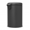 Кош за боклук с педал Brabantia NewIcon 649747, 20 л, Плавно затваряне, Противоплъзгаща основа, Минерално покритие, Тъмносив