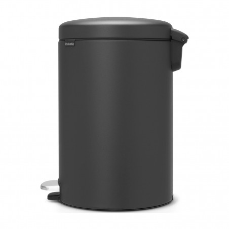 Кош за боклук с педал Brabantia NewIcon 649747, 20 л, Плавно затваряне, Противоплъзгаща основа, Минерално покритие, Тъмносив