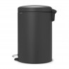 Кош за боклук с педал Brabantia NewIcon 649747, 20 л, Плавно затваряне, Противоплъзгаща основа, Минерално покритие, Тъмносив