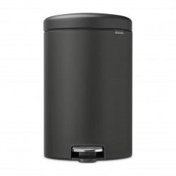 Кош за боклук с педал Brabantia NewIcon 649747, 20 л, Плавно затваряне, Противоплъзгаща основа, Минерално покритие, Тъмносив