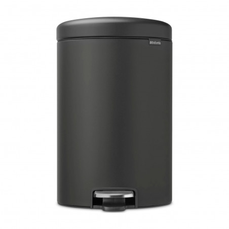 Кош за боклук с педал Brabantia NewIcon 649747, 20 л, Плавно затваряне, Противоплъзгаща основа, Минерално покритие, Тъмносив
