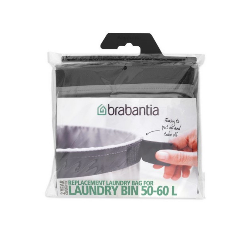 Торба за кош за пране Brabantia 90300187, 50-60 л, Перяща се, Памук, Сив