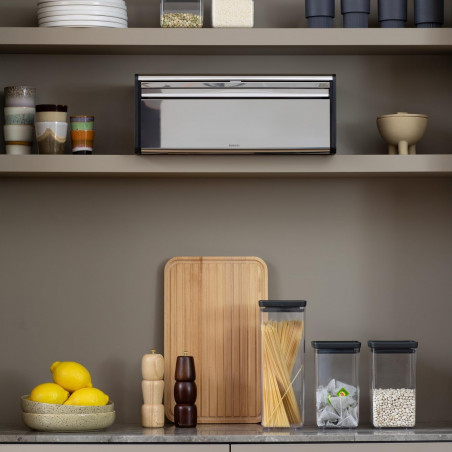 Кутия за хляб Brabantia Fall Front 646848, 18 л, 46.5х25 см, Стенен монтаж, Инокс
