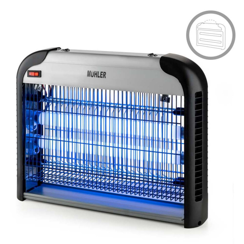 Лампа против насекоми Muhler MIK-60 1003953, 30W, 60 м2, Безопасна за хора и животни, Подвижна тавичка, Черен/сив