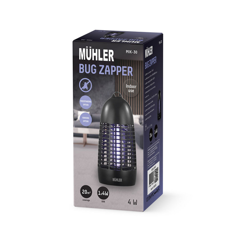 Лампа против насекоми Muhler MIK-30 1003955, 4W, 20 м2, Безопасна за хора и животни, Черен