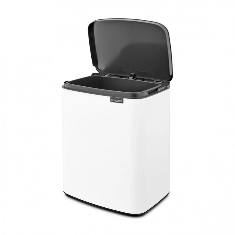 Кош за боклук Brabantia Bo Small 1006633, 12 л, Безшумно и плавно отваряне, Противоплъзгаща основа, Бял