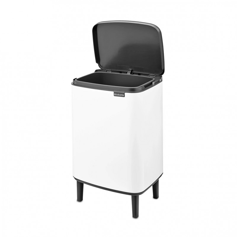 Кош за боклук Brabantia Bo Small Hi 1006647, 12 л, Плавно и безшумно отваряне, Противоплъзгаща основа, Бял