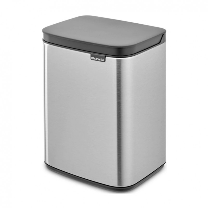 Кош за боклук Brabantia Bo Small 1006625, 4 л, Плавно и безшумно отваряне, Противоплъзгаща основа, Устойчив на пръстови отпечатъци, Инокс/Мат
