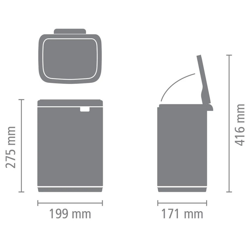 Кош за боклук Brabantia Bo Small 1006625, 4 л, Плавно и безшумно отваряне, Противоплъзгаща основа, Устойчив на пръстови отпечатъци, Инокс/Мат