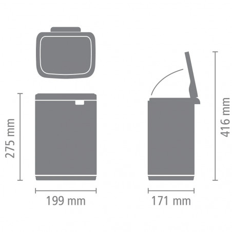 Кош за боклук Brabantia Bo Small 1006625, 4 л, Плавно и безшумно отваряне, Противоплъзгаща основа, Устойчив на пръстови отпечатъци, Инокс/Мат
