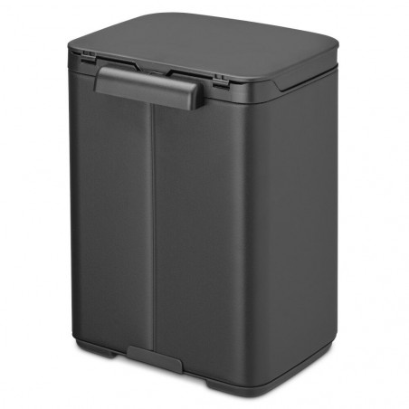 Кош за боклук Brabantia Bo Small 1008866, 4 л, Плавно и безшумно отваряне, Противоплъзгаща основа, Минерално покритие, Тъмносив