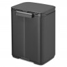 Кош за боклук Brabantia Bo Small 1008866, 4 л, Плавно и безшумно отваряне, Противоплъзгаща основа, Минерално покритие, Тъмносив