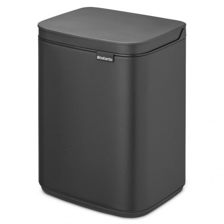 Кош за боклук Brabantia Bo Small 1008866, 4 л, Плавно и безшумно отваряне, Противоплъзгаща основа, Минерално покритие, Тъмносив